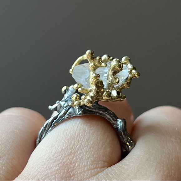 Handmade Crystal Branch Statement Ring Sz 7.5 - Picture 2 of 7